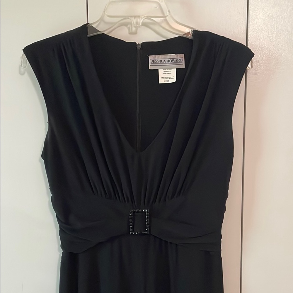 Jessica Howard Black Ruched Sheath Cocktail Dress